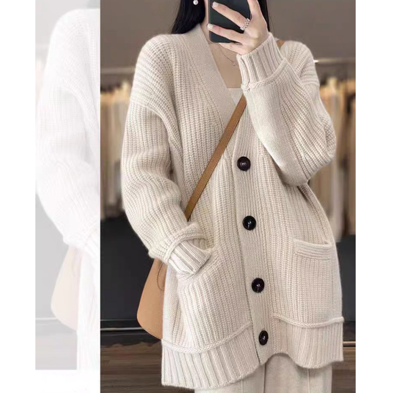 Pure loose wool sweater knitted autumn shirts for women