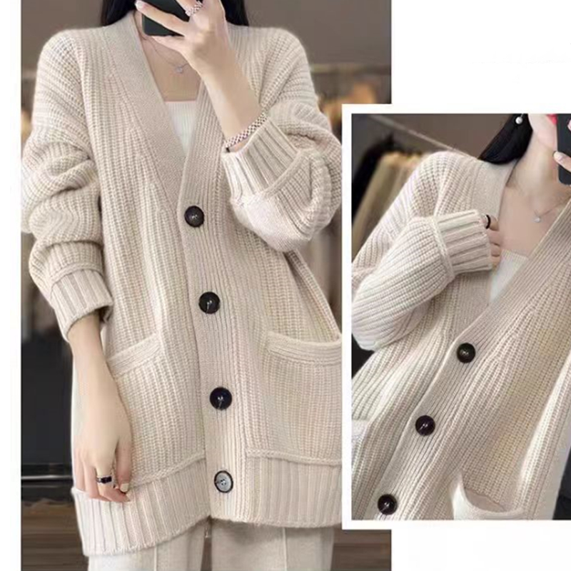 Pure loose wool sweater knitted autumn shirts for women