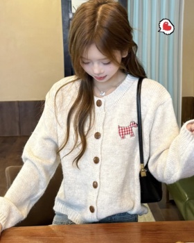 Sweet patch cardigan knitted coat for women