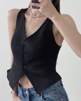 Sleeveless retro waistcoat knitted vest for women