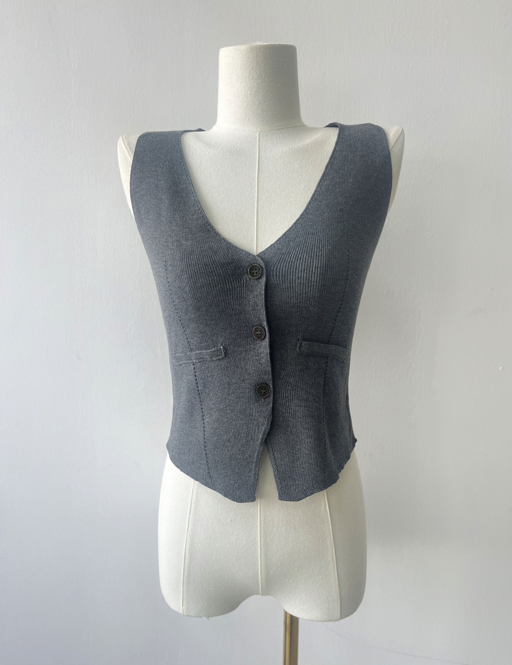 Sleeveless retro waistcoat knitted vest for women