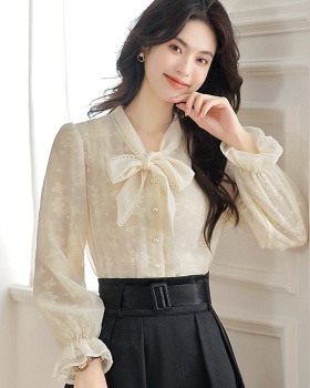 Tender single-breasted shirt bow tops for women