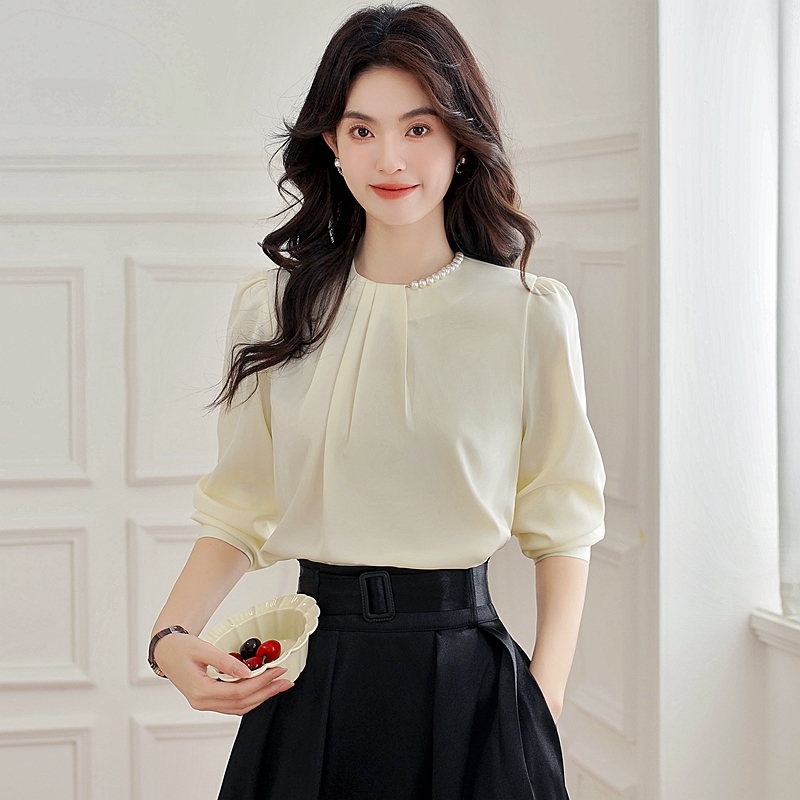 Asymmetry France style tops spring and autumn shirt for women