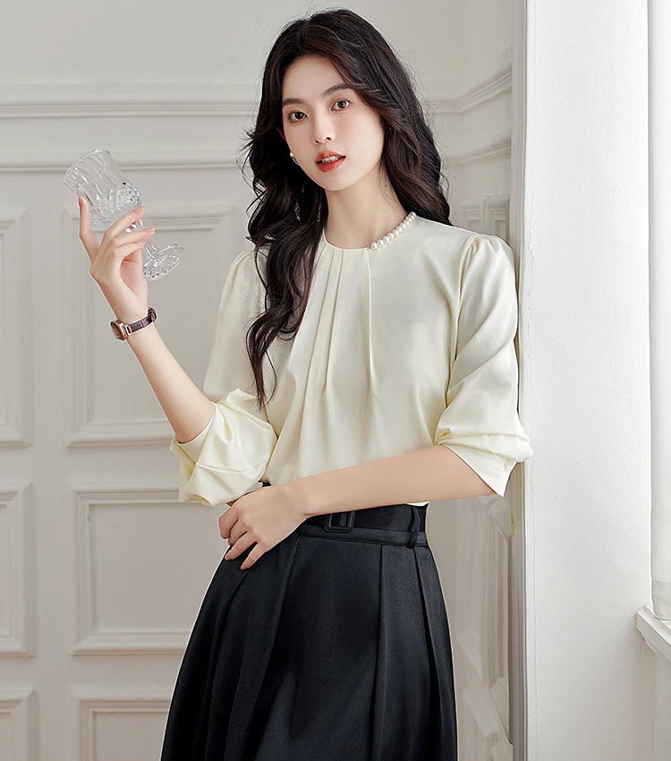 Asymmetry France style tops spring and autumn shirt for women