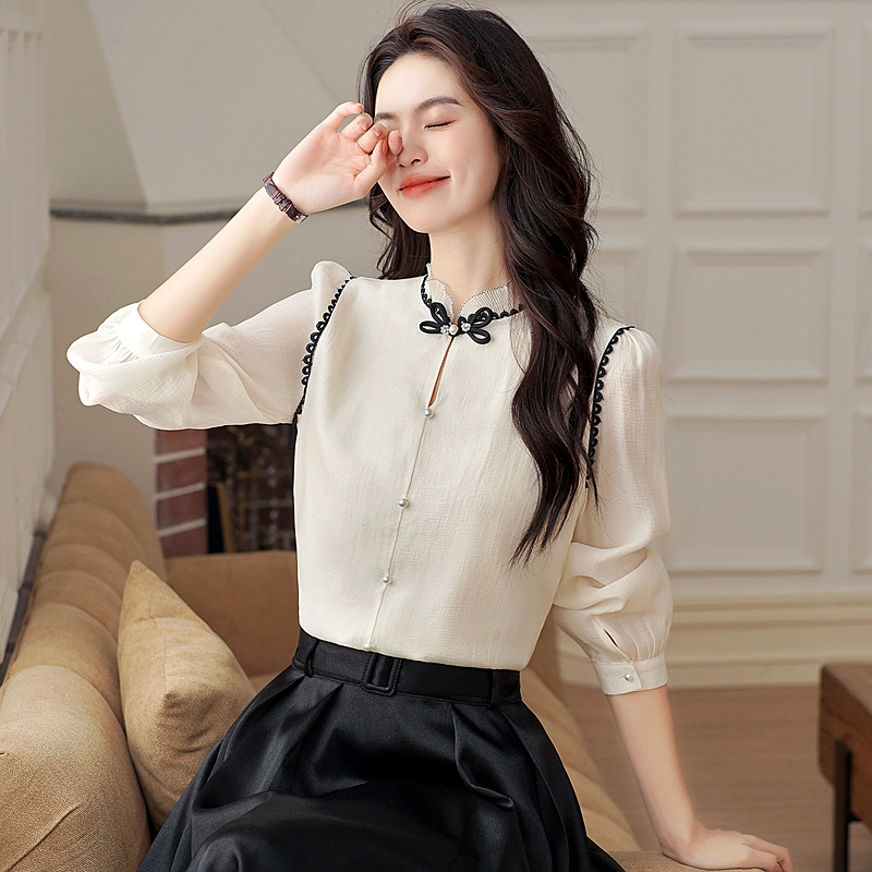 Autumn small shirt Chinese style tops for women