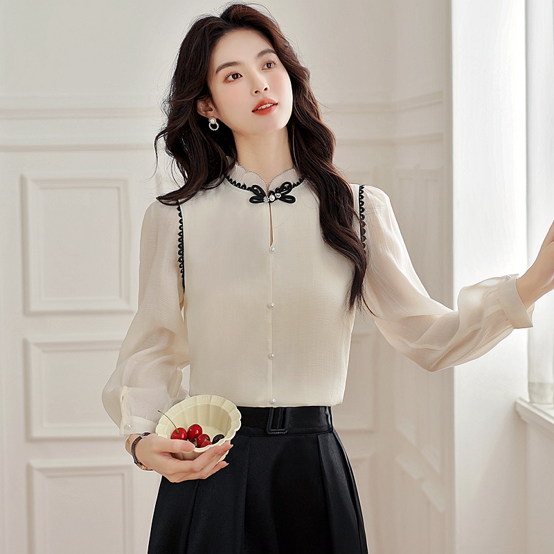 Autumn small shirt Chinese style tops for women