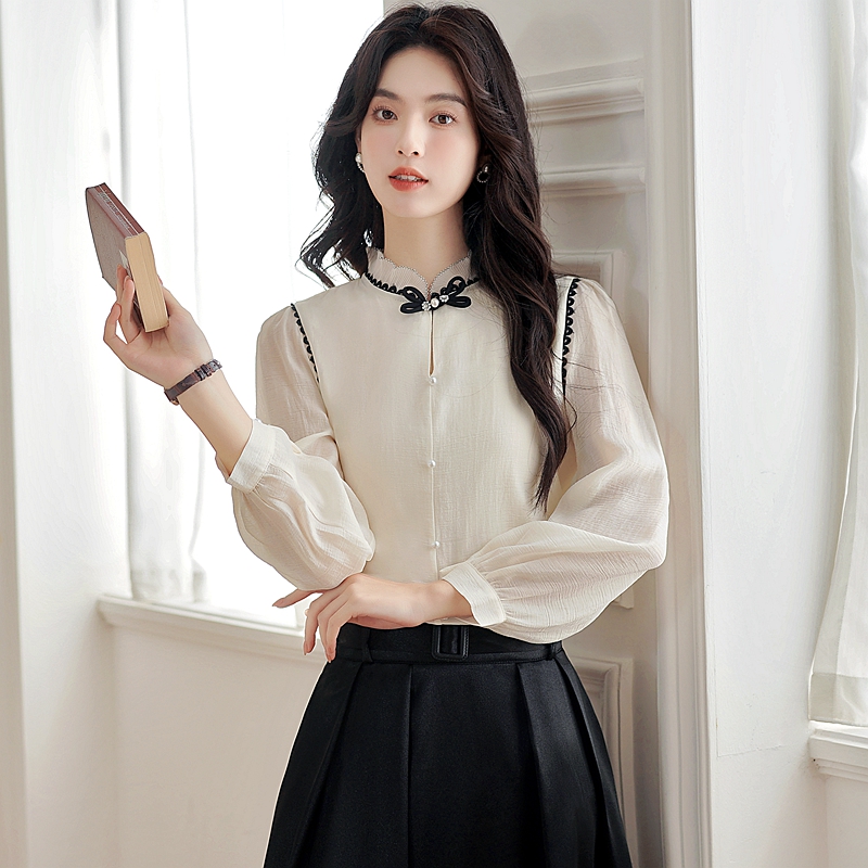 Autumn small shirt Chinese style tops for women