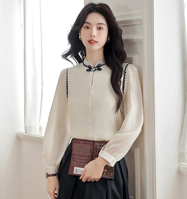 Autumn small shirt Chinese style tops for women