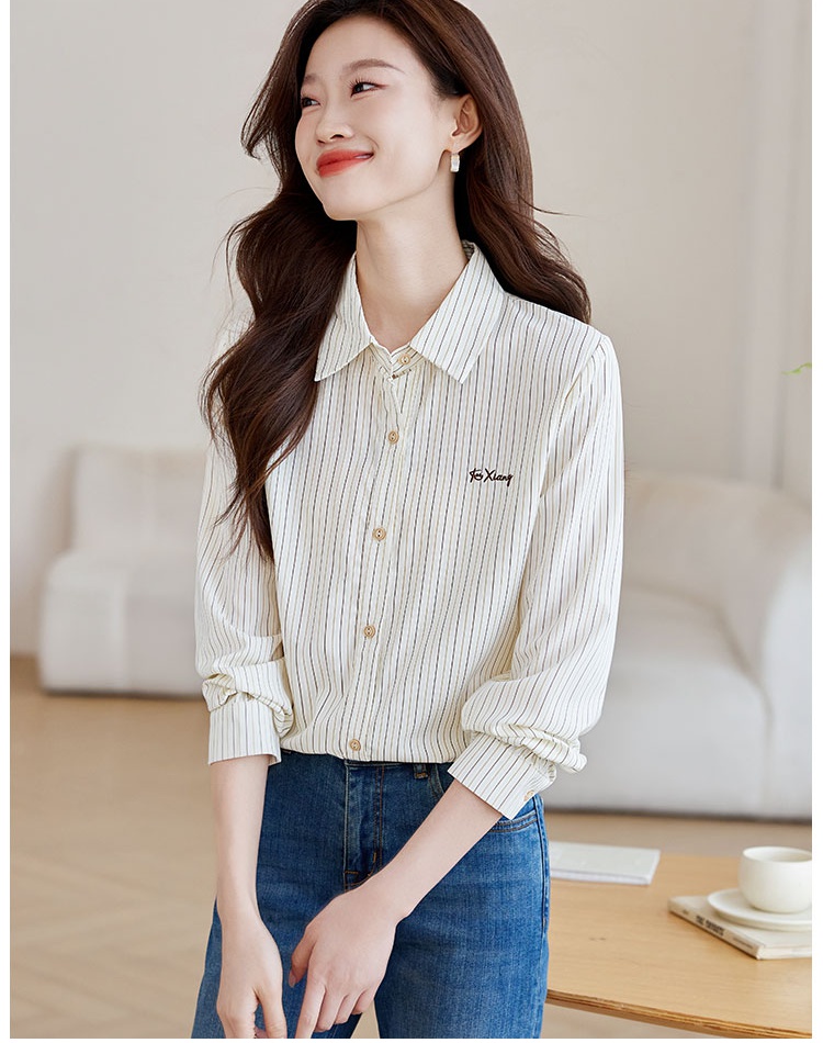 Long sleeve embroidery shirt fashion tops for women