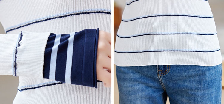 Knitted autumn fashion tops slim stripe sweater