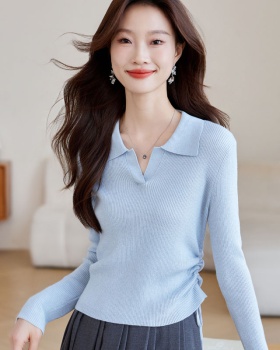 V-neck all-match sweater slim tops for women