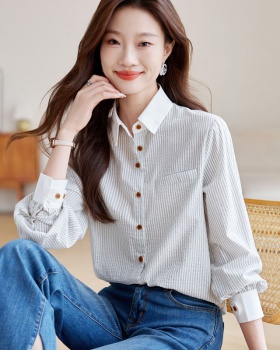 Retro long sleeve autumn Casual profession shirt