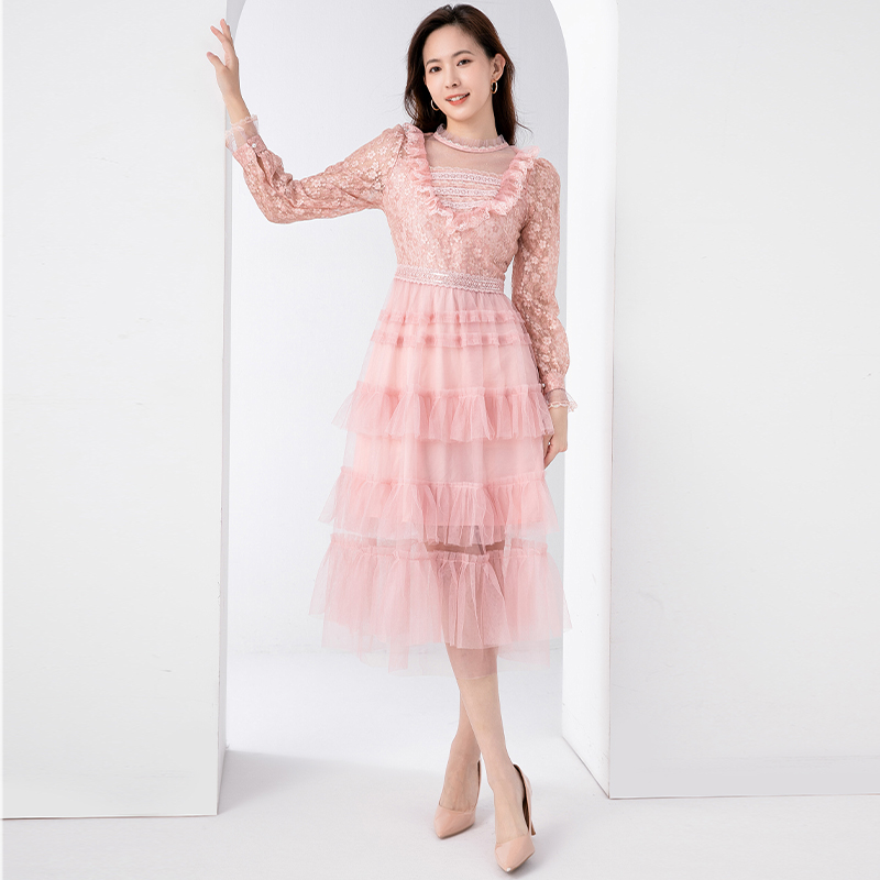 Show young slim cake temperament lace dress