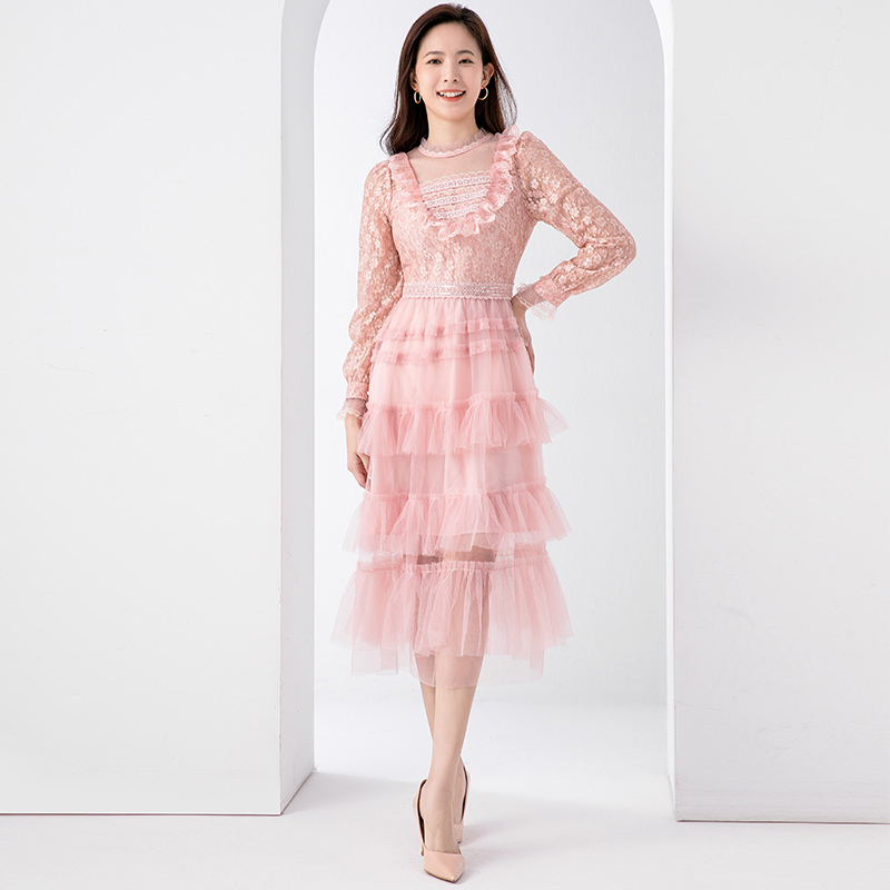 Show young slim cake temperament lace dress