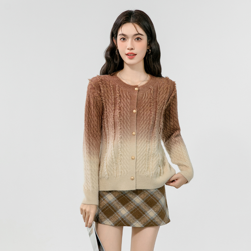 Gradient autumn tops bottoming sweater for women