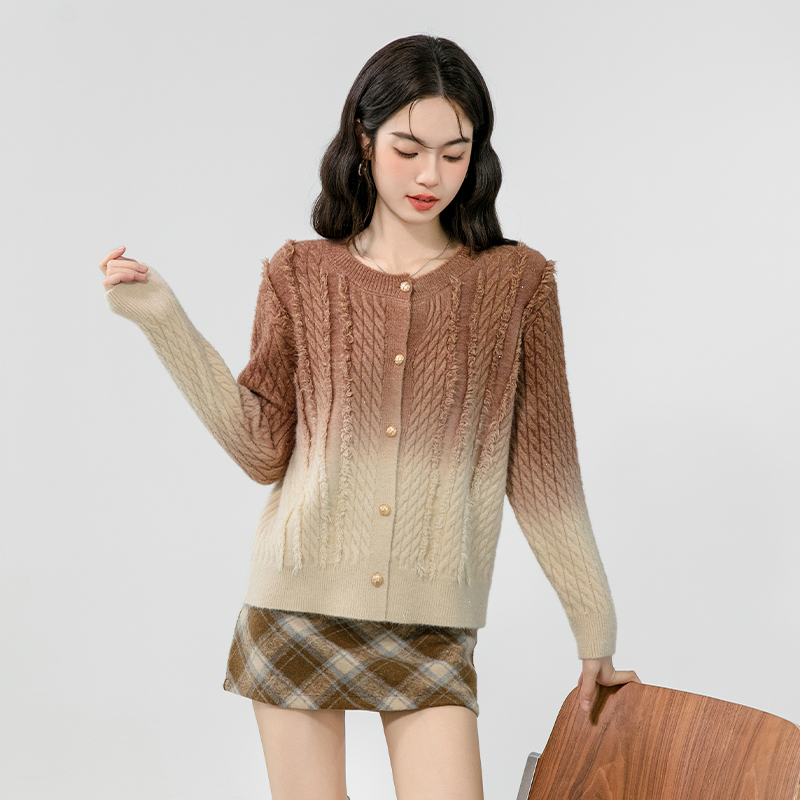 Gradient autumn tops bottoming sweater for women