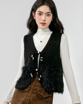 V-neck temperament coat knitted cardigan for women