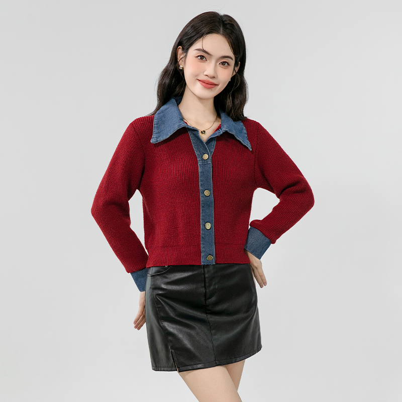 Pseudo-two niche cardigan loose coat for women