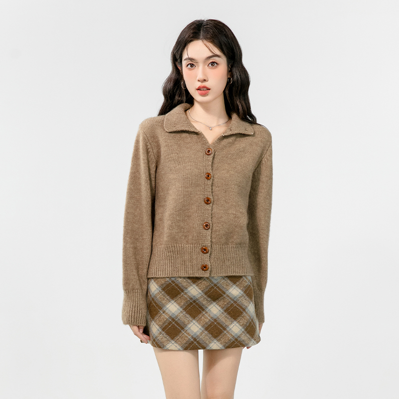 Inside the ride high collar coat bottoming sweater