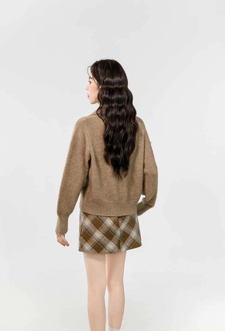 Inside the ride high collar coat bottoming sweater