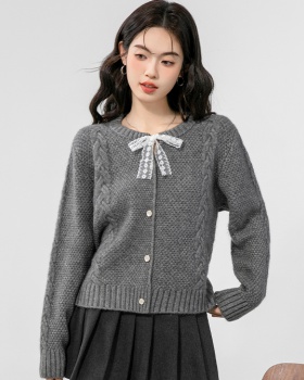 All-match twist lazy cardigan knitted round neck loose coat