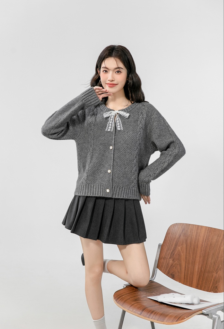 All-match twist lazy cardigan knitted round neck loose coat