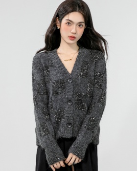 Knitted temperament cardigan autumn and winter sweater for women