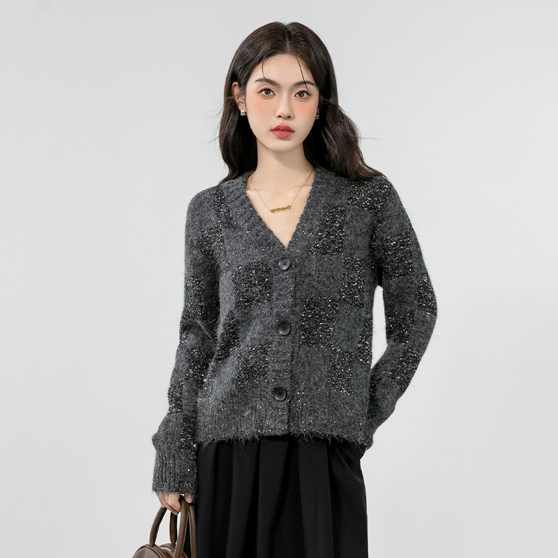 Knitted temperament cardigan autumn and winter sweater for women