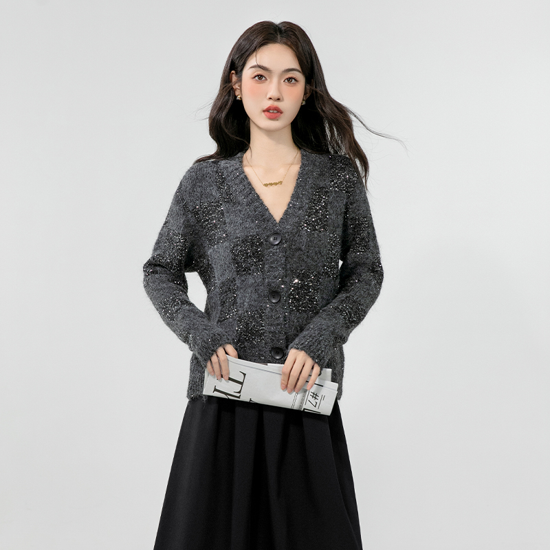 Knitted temperament cardigan autumn and winter sweater for women