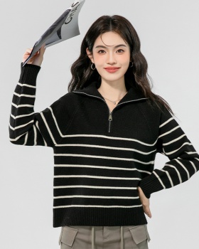 Korean style lapel tops autumn and winter lazy sweater