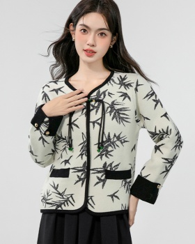 Chinese style autumn coat ink sweater for women