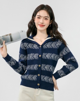 Loose stripe sweater autumn cardigan for women