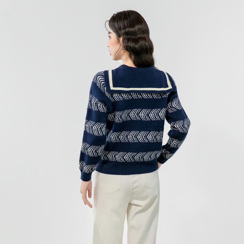 Loose stripe sweater autumn cardigan for women