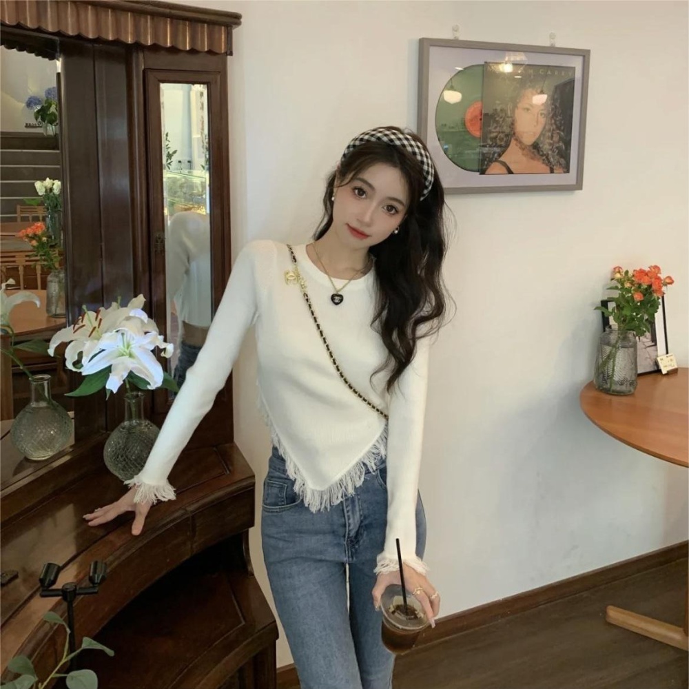 Long sleeve irregular T-shirt pure tops for women