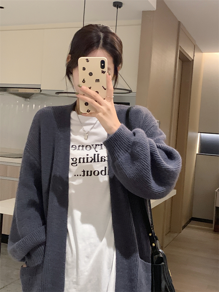 Long autumn all-match sweater lazy long sleeve coat