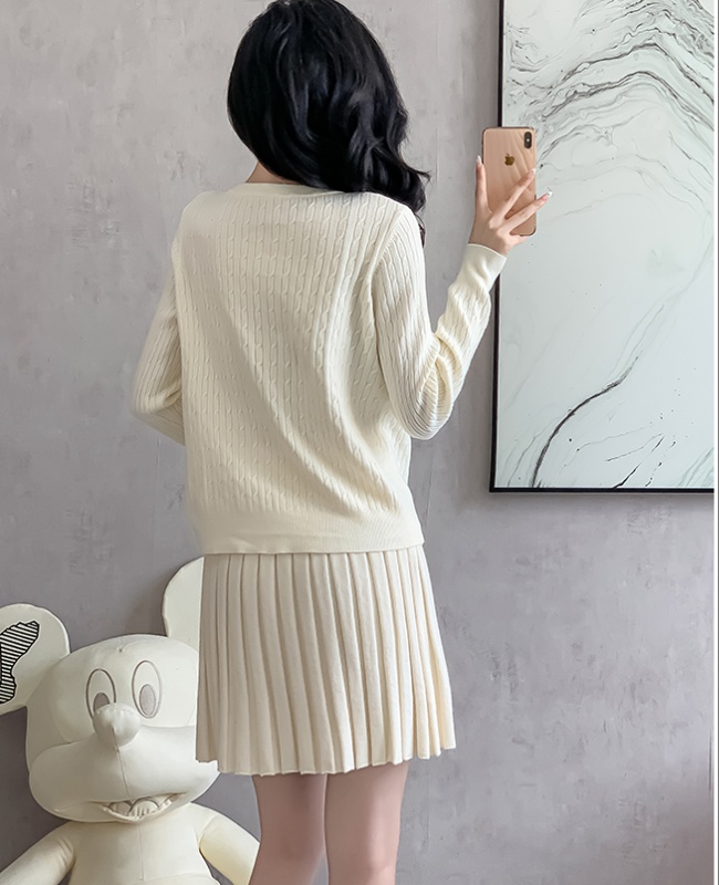 Korean style light skirt knitted sweater 2pcs set