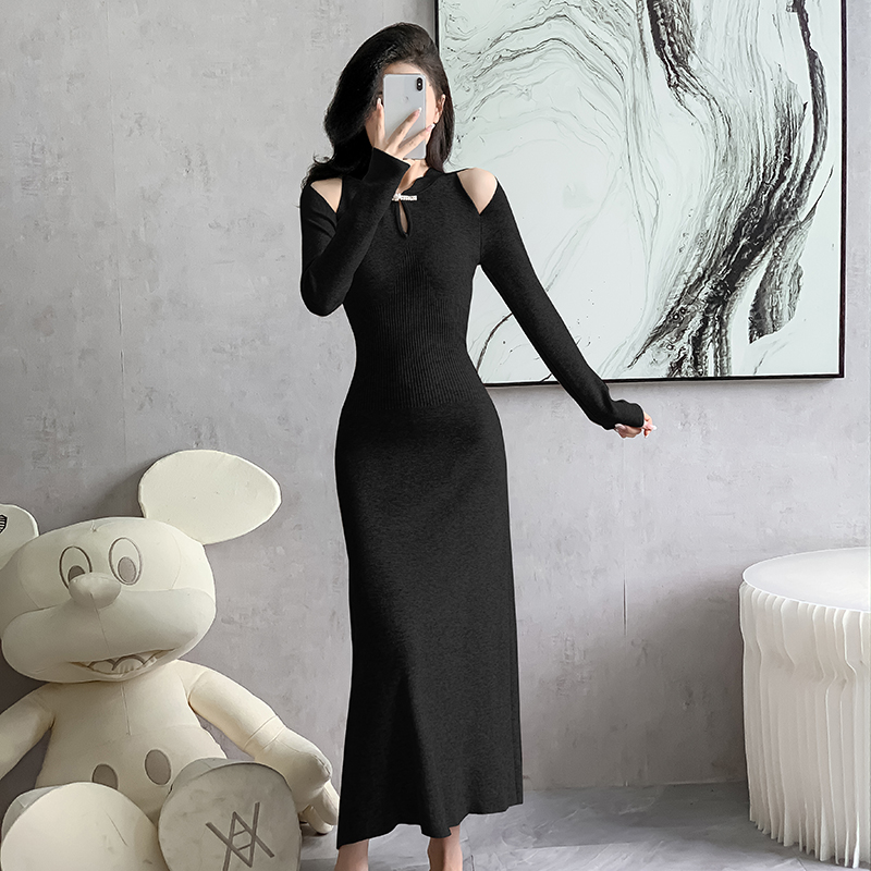 Autumn and winter cheongsam big knitted swing dress