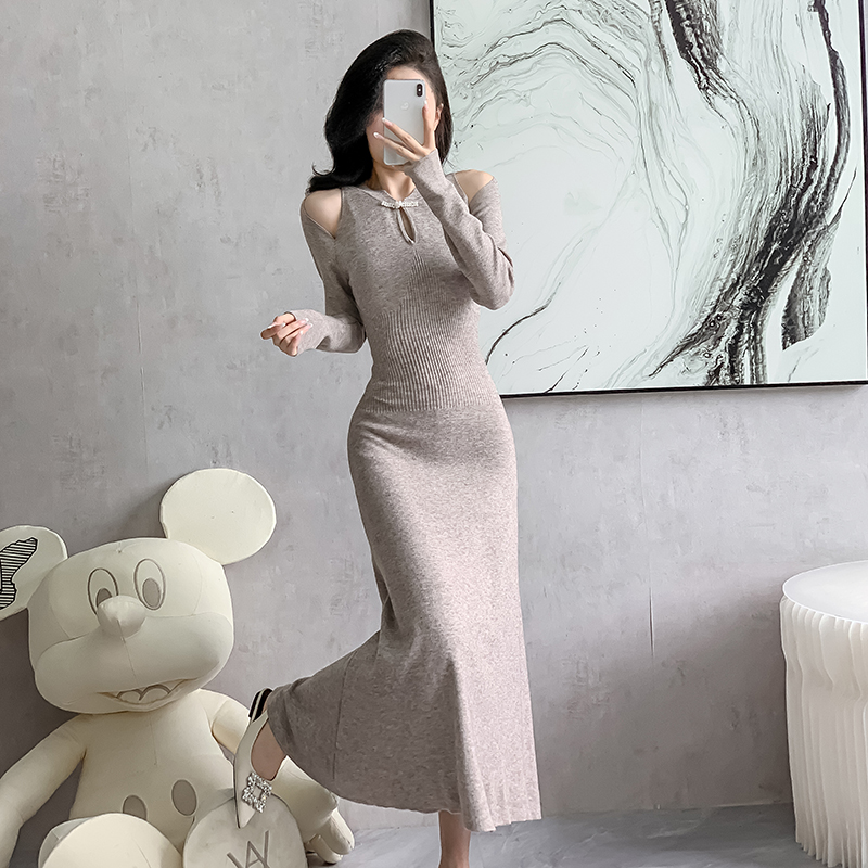 Autumn and winter cheongsam big knitted swing dress