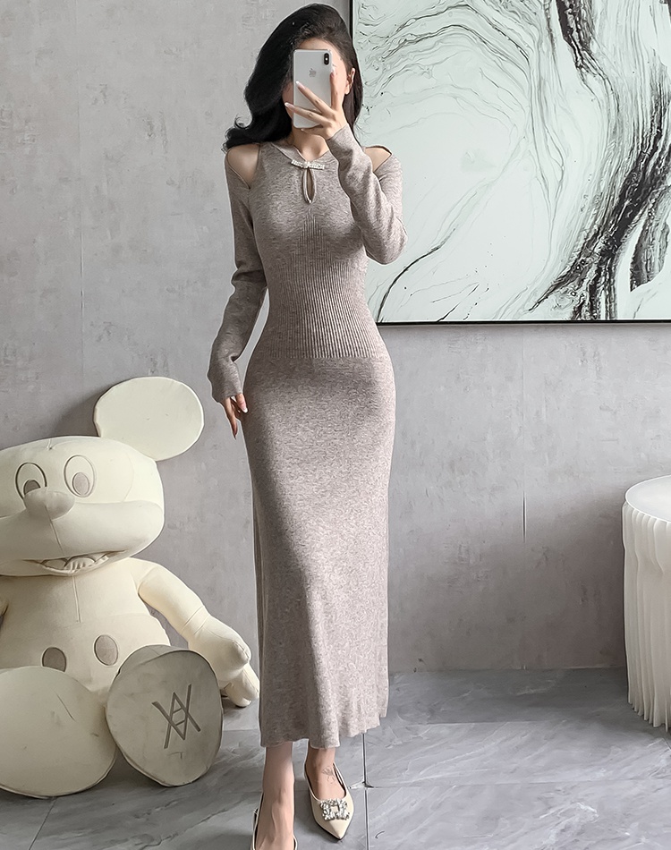 Autumn and winter cheongsam big knitted swing dress