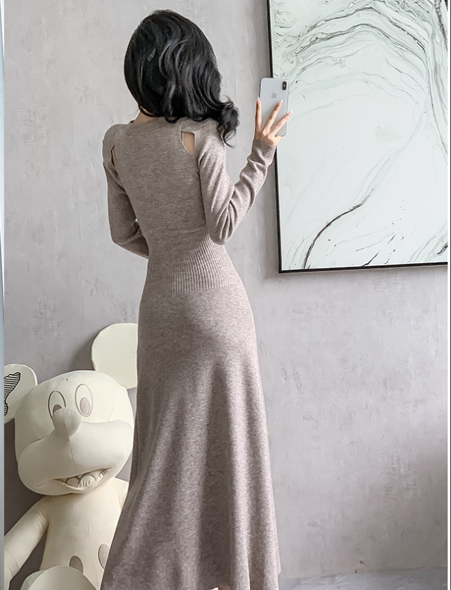 Autumn and winter cheongsam big knitted swing dress