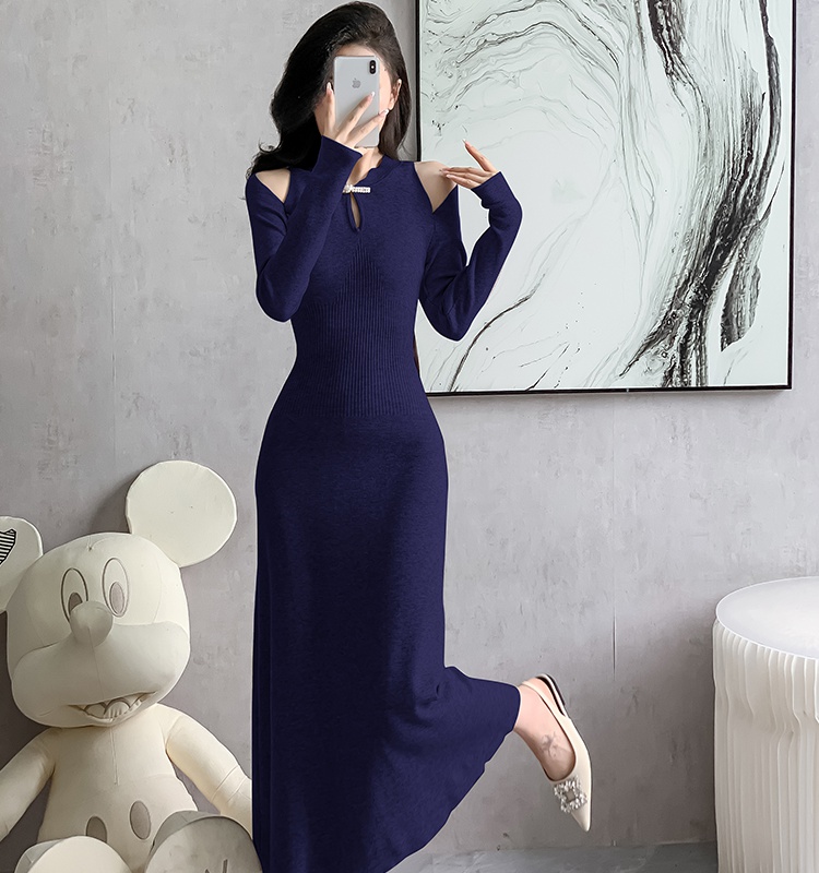 Autumn and winter cheongsam big knitted swing dress