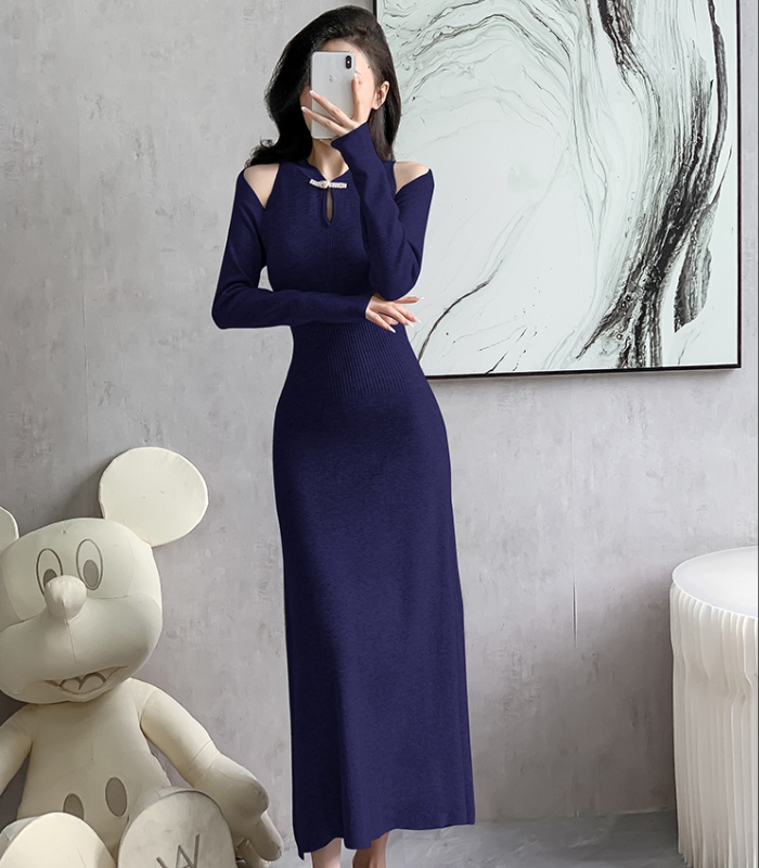 Autumn and winter cheongsam big knitted swing dress