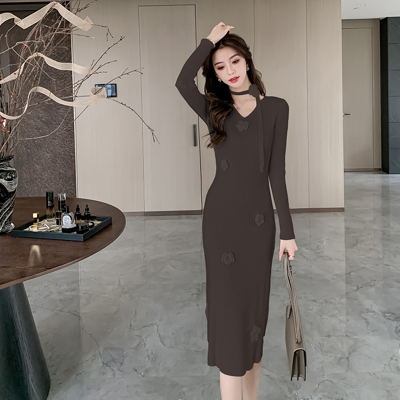 Autumn and winter dress slim long dress for women