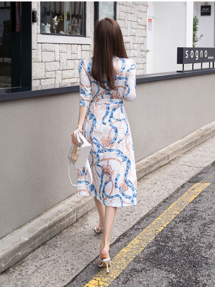 Slim tether big skirt short sleeve knitted dress