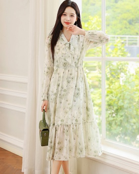 Lotus leaf edges long dress streamer dress for women