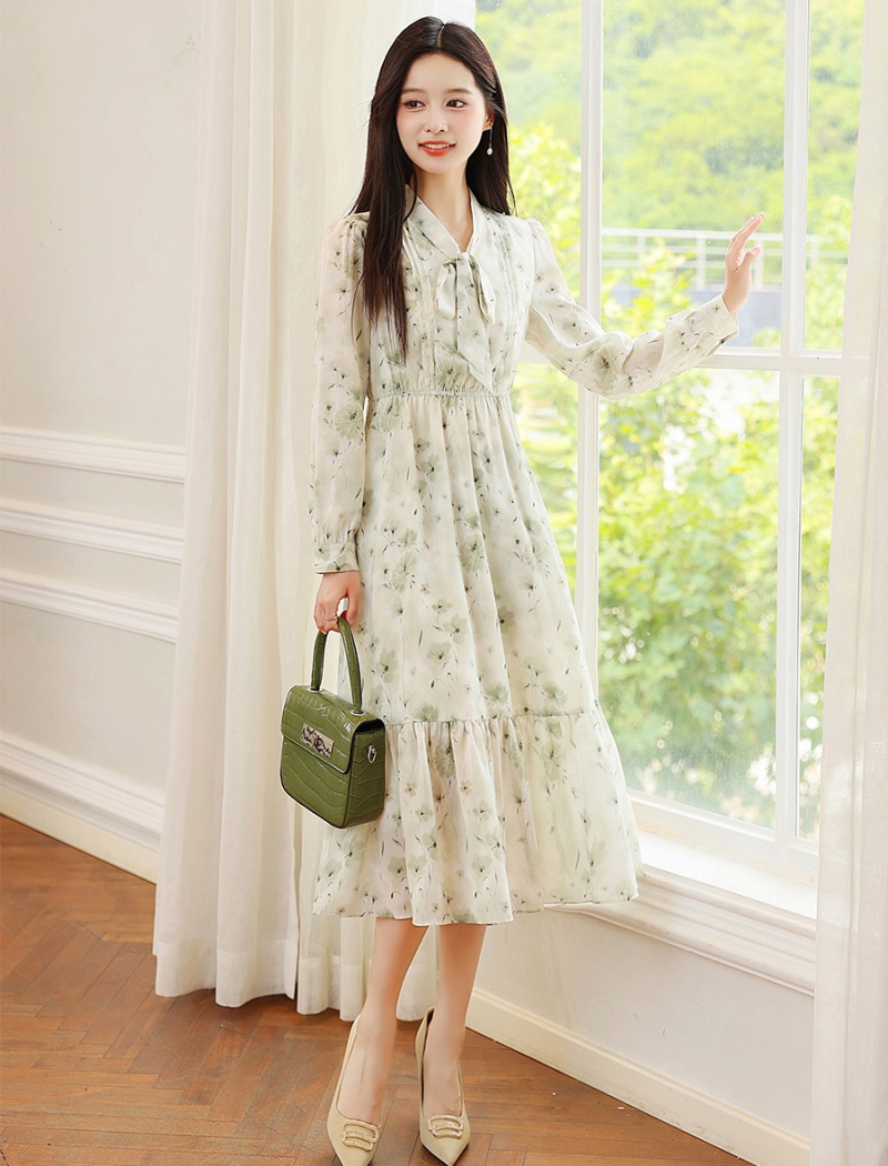 Lotus leaf edges long dress streamer dress for women