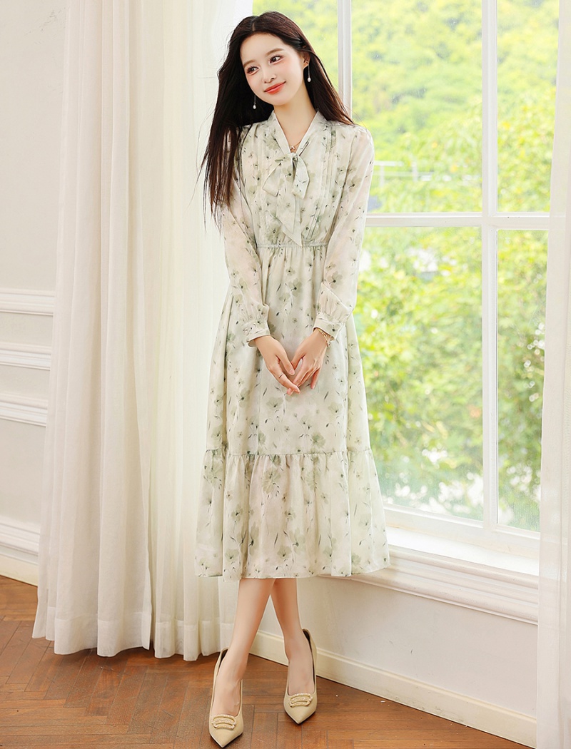 Lotus leaf edges long dress streamer dress for women