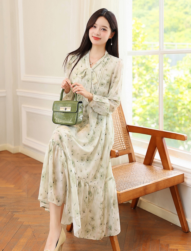 Lotus leaf edges long dress streamer dress for women