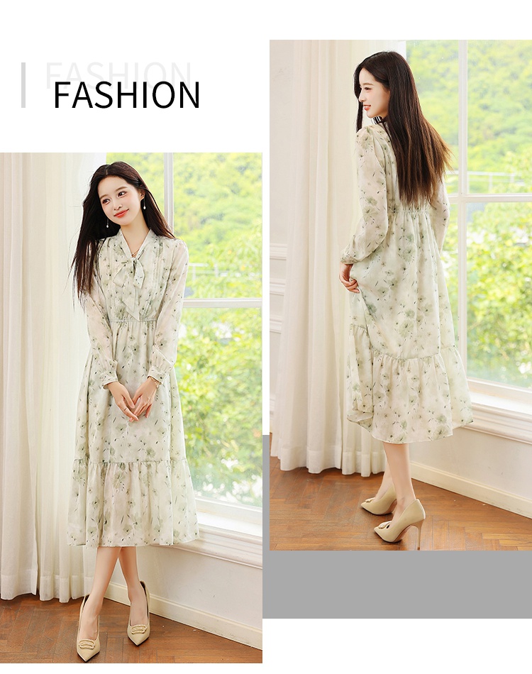 Lotus leaf edges long dress streamer dress for women