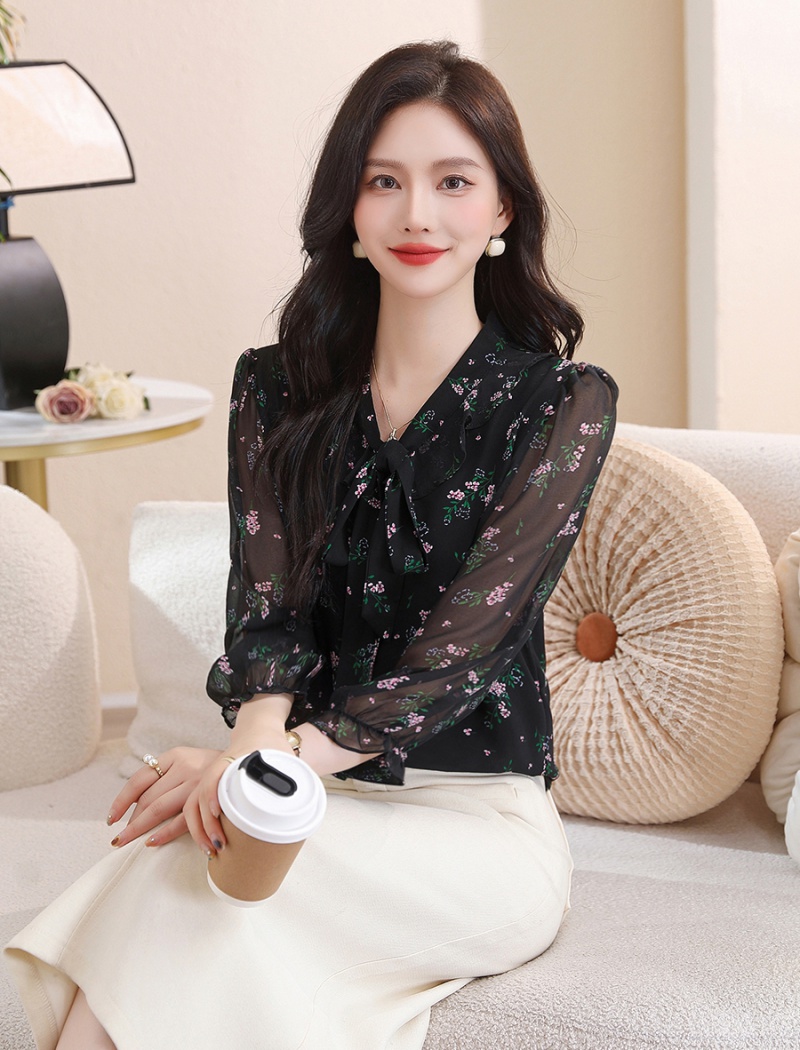 Long sleeve elegant small shirt frenum lace tops